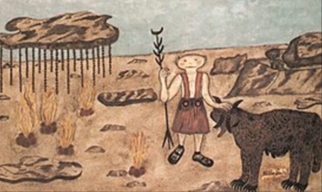 Hélène Smith painting 'Mars landscape' Hélène Smith painting 'Mars landscape'