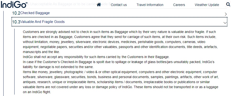 indigo baggage missing