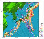 Earthquake distribution around Japan 