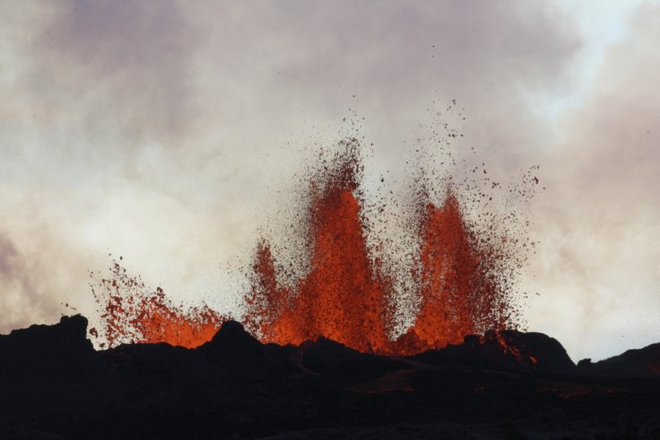 Lava fountains are pictured at the site of a fissure eruption near Iceland's Bardarbunga volcano 