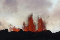Lava fountains are pictured at the site of a fissure eruption near Iceland's Bardarbunga volcano 