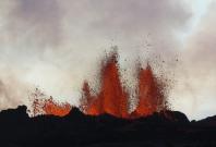 Lava fountains are pictured at the site of a fissure eruption near Iceland's Bardarbunga volcano 