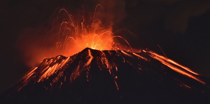 Smoke rises from the Popocatepetl as it spews incandescent volcanic material on the outskirts of Puebla, Mexico 