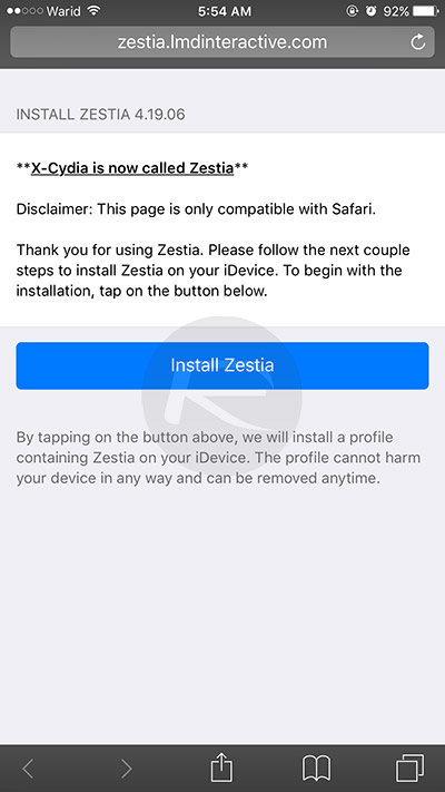 Installing Zestia - Cydia alternative