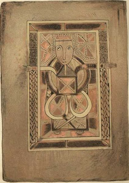 Folio 29 verso from the Book of Deer (Cambridge University Library, MS. II.6.32), Portrait of Luke.