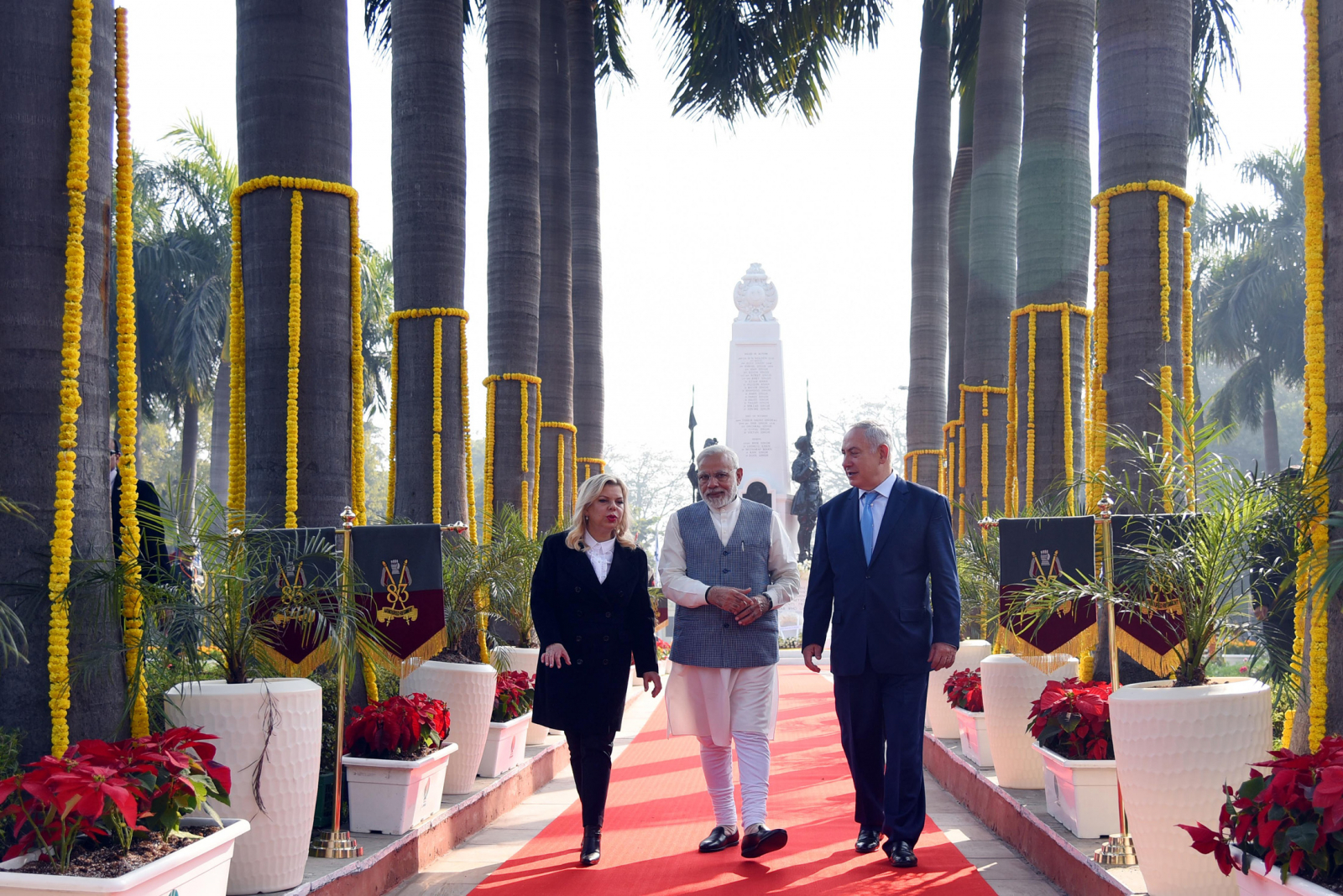 Prime Minister, Shri Narendra Modi and the Prime Minister of Israel, Mr. Benjamin Netanyahu, at Teen Murti Chowk