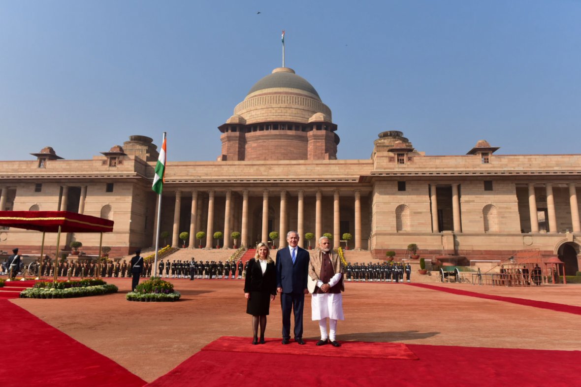 Prime Minister, Shri Narendra Modi with the Prime Minister of Israel, Mr. Benjamin Netanyahu