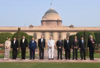 Prime Minister Narendra Modi in a group photograph with the ASEAN Heads of State/Governments, at Rashtrapati Bhavan