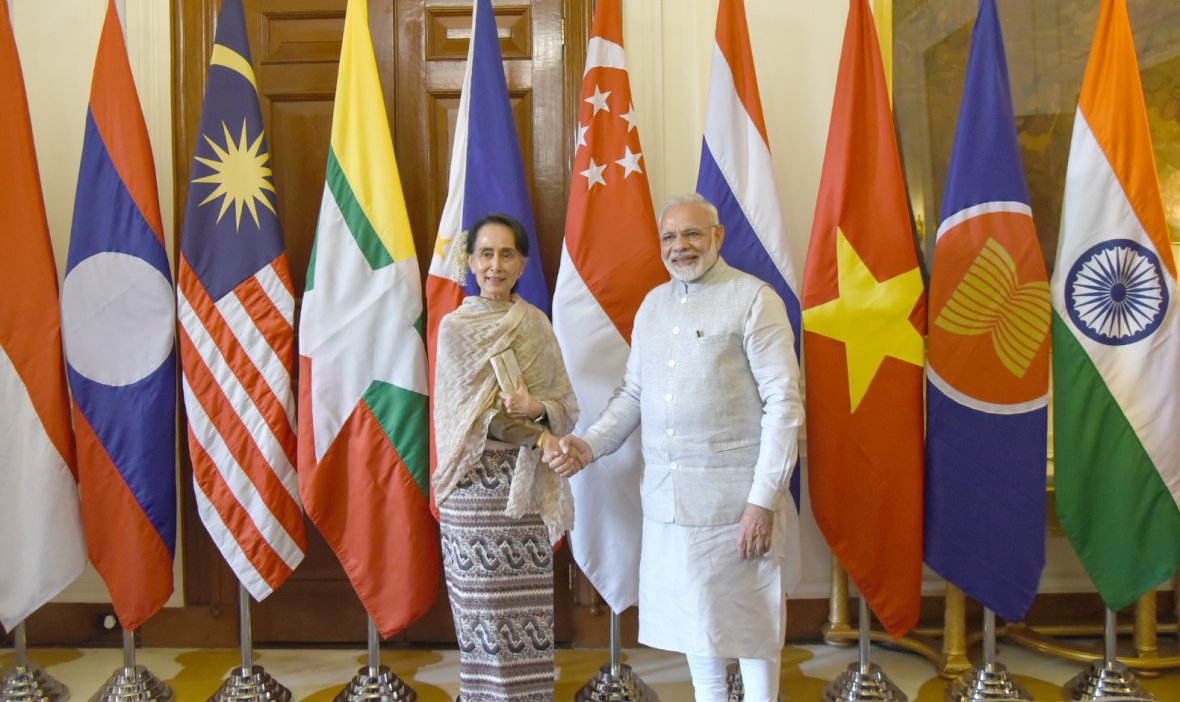 Prime Minister  Narendra Modi with the State Counsellor of Myanmar, Ms. Aung San Suu Kyi