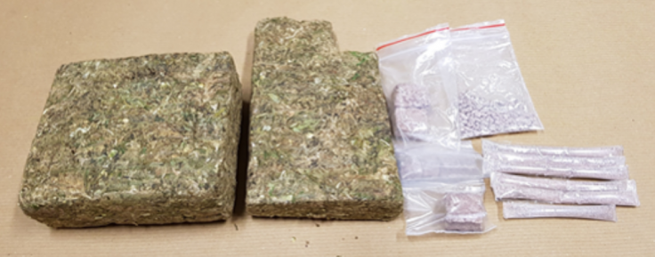 Cannabis and heroin seized from a 56-year-old Singaporean male suspected drug trafficker arrested in the vicinity of Woodlands Ring Road on 25 January 2018.