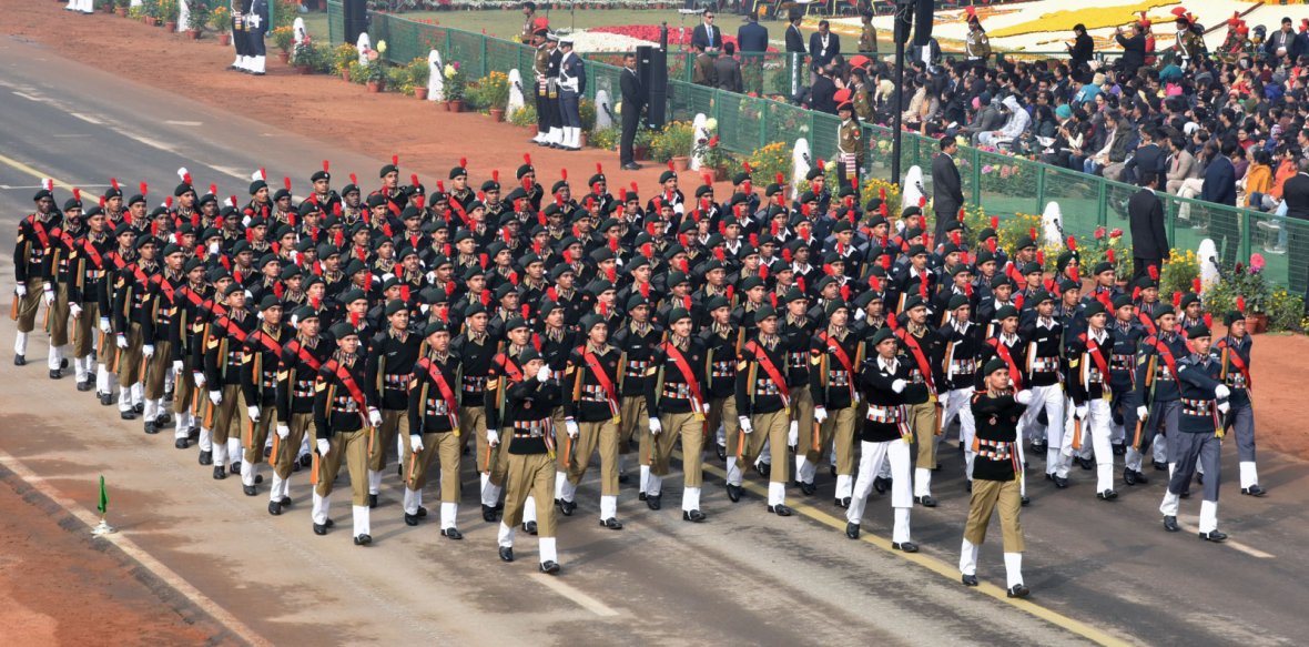 NCC boys Marching Contingent passes through the Rajpath