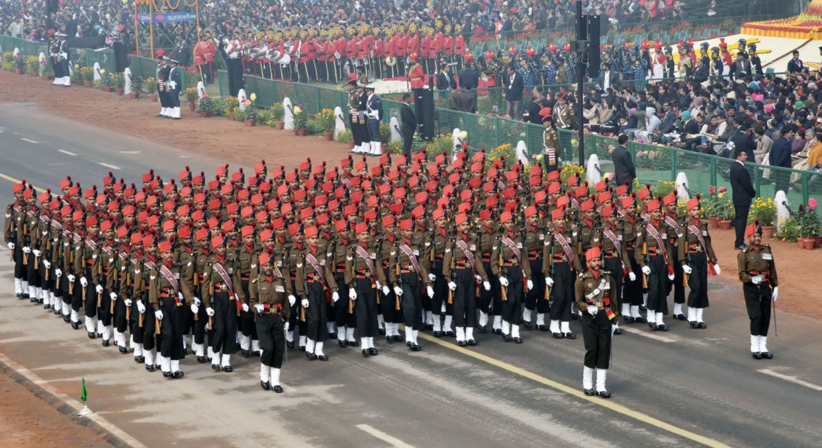 Maratha Light Infantry Marching Contingent passes through the Rajpath