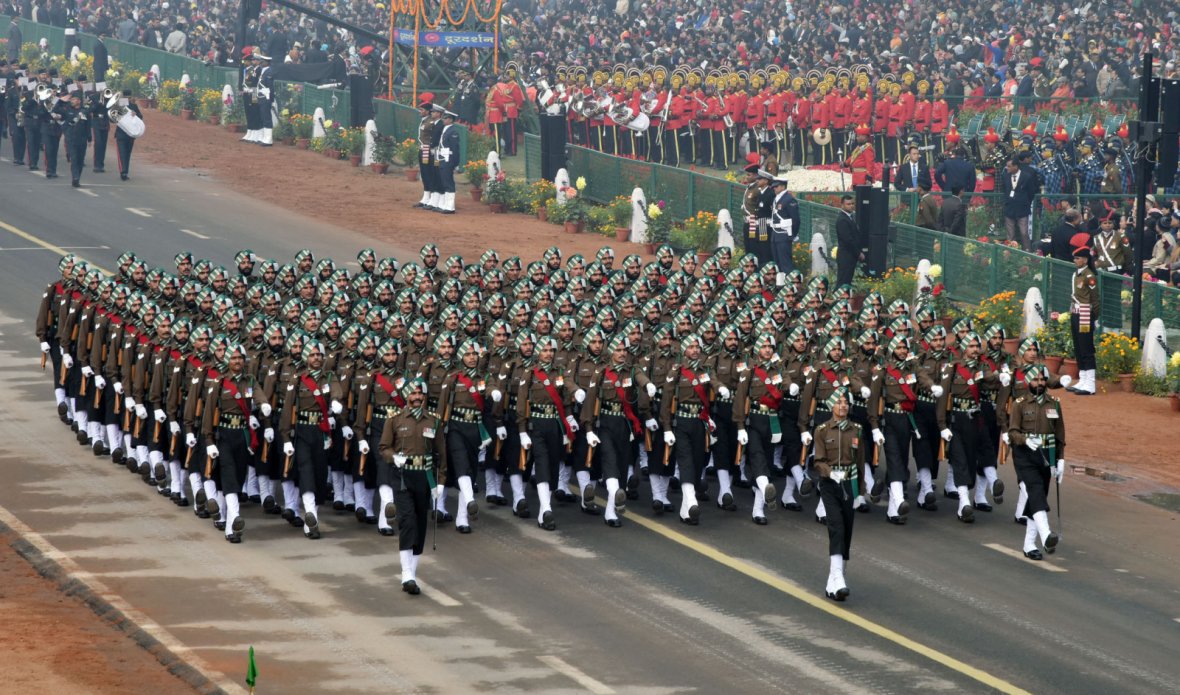 Punjab Regiment Marching Contingent passes through the Rajpath