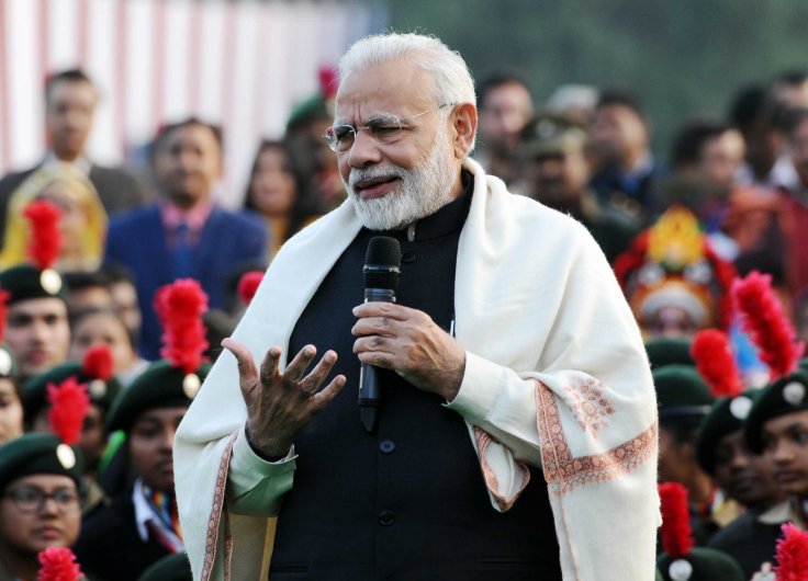 Prime Minister  Narendra Modi interacting with NCC Cadets, NSS Volunteers, Tableaux Artists and tribal guests, at Teen Murti Bhawan