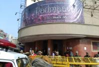 Security beefed up outside a Delhi cinema hall in the wake of ongoing protests against the release of film "Padmaavat" Security beefed up outside a Delhi cinema hall in the wake of ongoing protests against the release of film "Padmaavat"