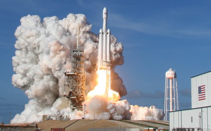 A SpaceX Falcon Heavy rocket lifts off from historic launch pad 39-A at the Kennedy Space Center