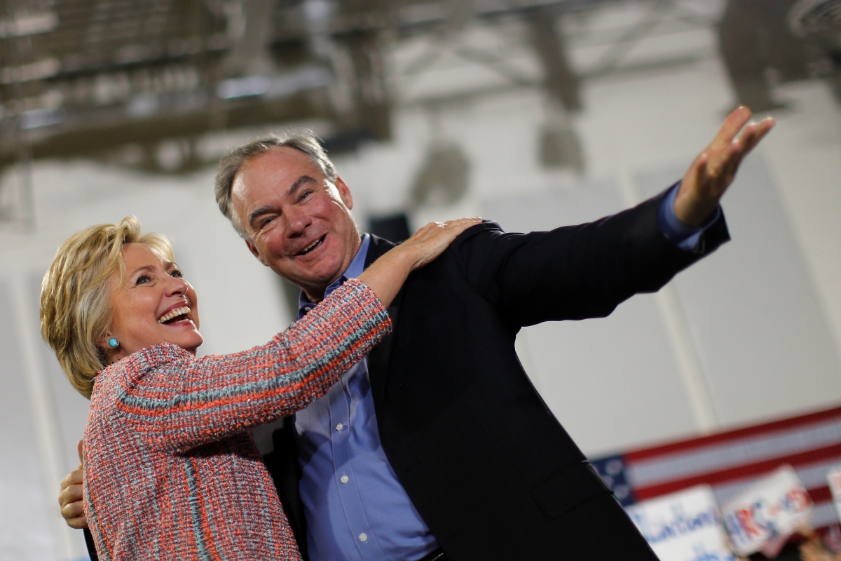 Hillary Clinton and Senator Tim Kaine