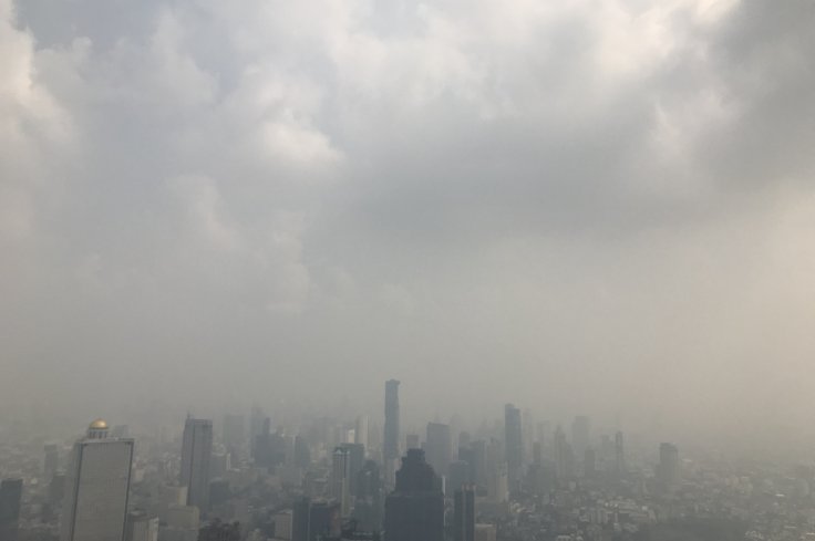 BANGKOK, Feb. 8, 2018 (Xinhua) -- Photo taken with smartphone on Feb. 8, 2018 shows air pollution over the city in Bangkok, Thailand. (Xinhua/Yang Zhou/IANS)