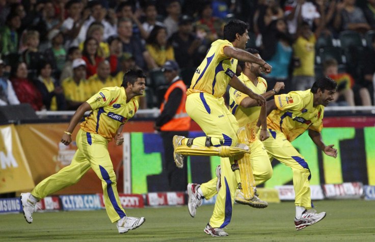 Chennai Super Kings players celebrate their win over the Warriors during their final Twenty20 cricket match in Johannesburg September 26, 2010.