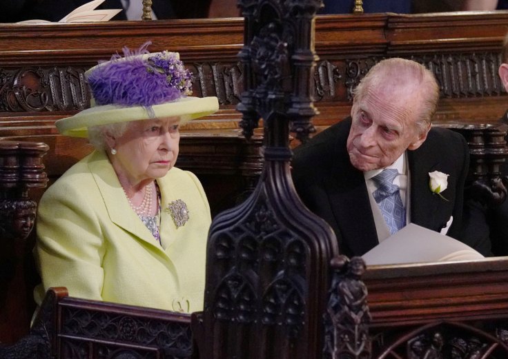 Queen Elizabeth II and Prince Phillip during the wedding service for Prince Harry and Meghan Markle at St George's Chapel,
