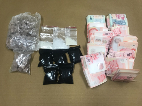 Some of the drugs seized in CNB operation at Balestier on 30 May 2018.