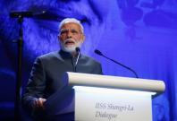 India's Prime Minister Narendra Modi delivers the keynote address at the IISS Shangri-la Dialogue