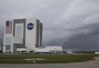 NASA's huge Vehicle Assembly Building is shown under overcast skies after mission managers scrubbed two landing attempts for the space shuttle Atlantis for the second day in a row at the Kennedy Space Center in Cape Canaveral,