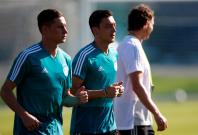 Soccer Football - World Cup - Germany Training - Germany Training Camp, Moscow, Russia - June 16, 2018 Germany's Julian Draxler and Mesut Ozil during training 