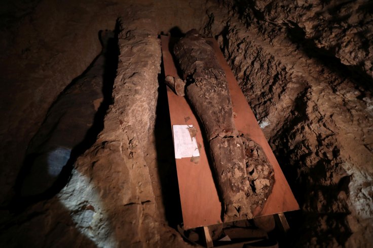 A number of mummies are seen inside the newly discovered burial site near Egypt's Saqqara necropolis, in Giza Egypt July 14, 2018.