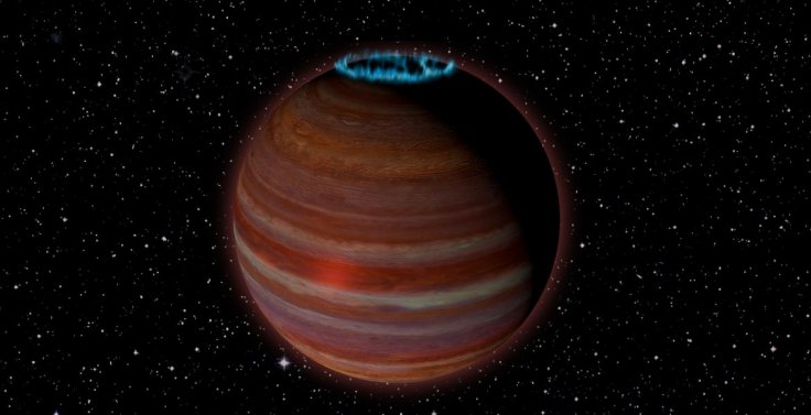 Artist's conception of SIMP J01365663+0933473, an object with 12.7 times the mass of Jupiter, but a magnetic field 200 times more powerful than Jupiter's. This object is 20 light-years from Earth.