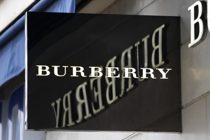 The logo of Burberry outlet store is seen in Paris, France, March 10, 2016.