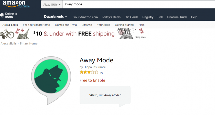 The new Alex skill 'Away Mode' is developed by Hippo Insurance