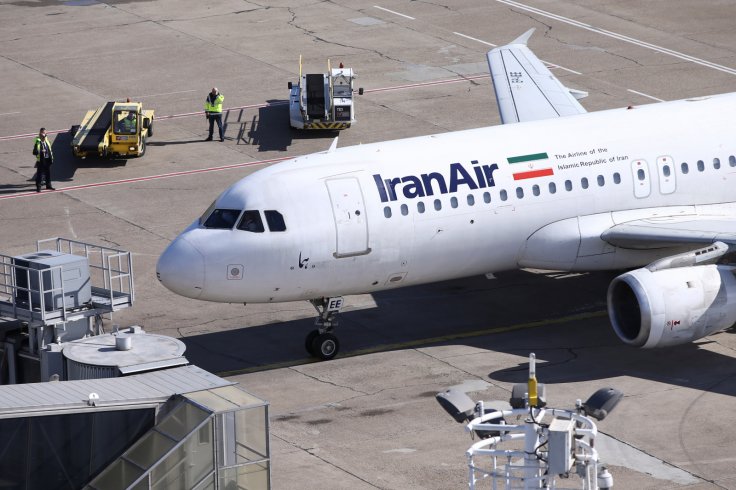 An IranAir Airbus A320 passengers aircraft parks after landing at Belgrade's Nikola Tesla Airport