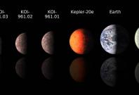 This chart compares the smallest known exoplanets, or planets orbiting outside the solar system, to our own planets Mars and Earth. 