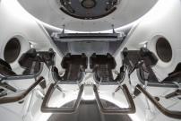 The view inside a Crew Dragon spacecraft simulator being used to train NASA astronauts is shown at SpaceX headquarters in Hawthorne, California, U.S. August 13, 2018.