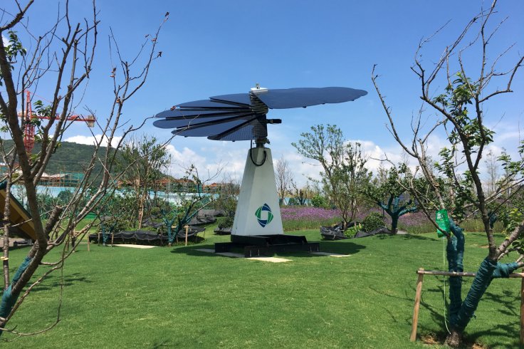 A "solar flower" power plant installed by solar manufacturer GCL is seen at the Jurong eco-town in Jiangsu province, China, August 14, 2018. Picture taken August 14, 2018