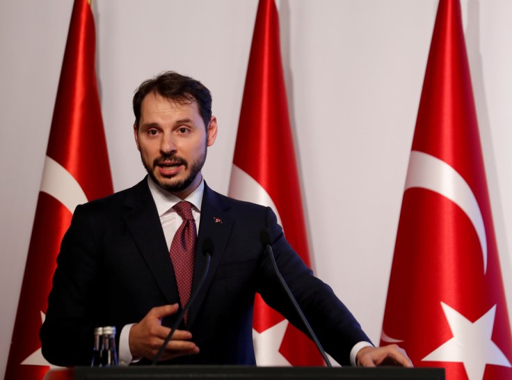  Turkish Treasury and Finance Minister Berat Albayrak speaks during a presentation to announce his economic policy in Istanbul, Turkey August 10, 2018. 