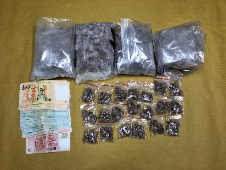 Heroin and cash recovered by SPF officers, from a 49-year-old local male, on 16 August 2018.
