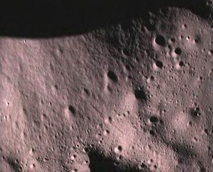 This handout picture provided by the Indian Space Research Organisation (ISRO) shows the surface of the moon taken by Moon Impact Probe (MIP), after separating from India's Chandrayaan-1 spacecraft, November 14, 2008. A lunar probe from India's first unma