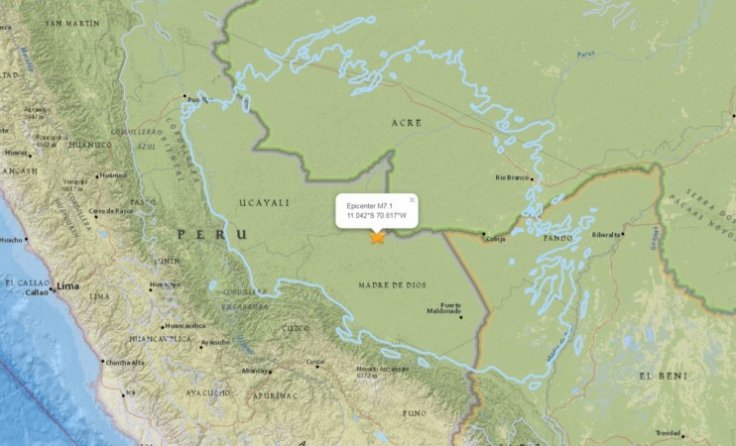 Map showing the epicentre of the Peru earthquake that occurred on August 24, 2018.