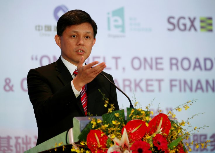 Singapore's Minister Chan Chun Sing speaks before a MOU signing ceremony between Singapore Exchange Limited (SGX) and China Construction Bank Corp (CCB) in Singapore April 25, 2016. 