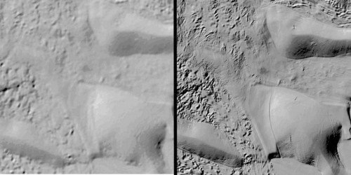 Comparison between prior available surface imaging (left) and REMA (right) shows dramatically improved detail