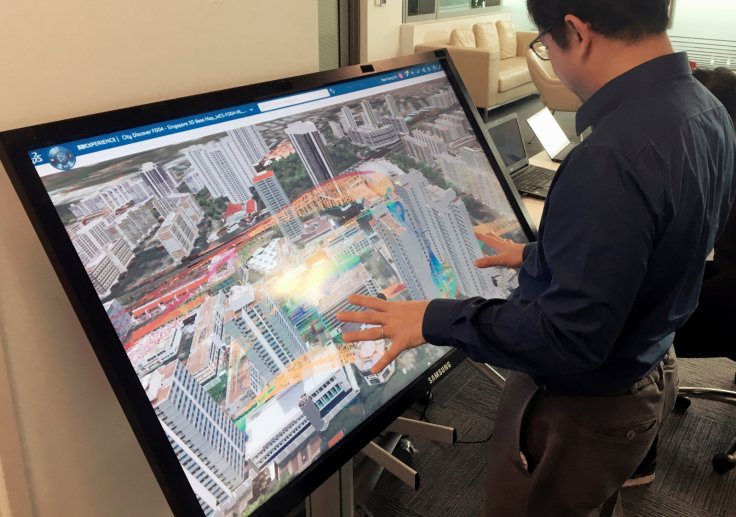 George Loh, director of programmes at the National Research Foundation (NRF), showcases Virtual Singapore, a detailed 3D model of the city-state that will be fed with big data and could assist in everything from urban planning to disaster mitigation, at t