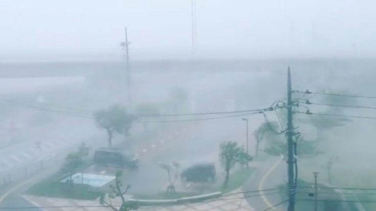 Video grab shows heavy rain and wind caused by Typhoon Trami in Okinawa, Japan in this September 29, 2018 photo by @KAZU.KTOMSN. INSTAGRAM @KAZU.KTOMSN/Social Media/via REUTERS