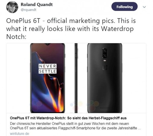 OnePlus 6T poster reveals key design elements of the upcoming Android flagship.