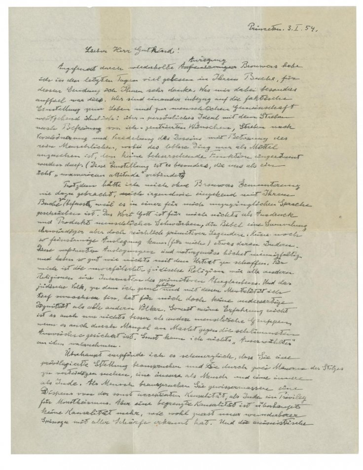 Letter written to the philosopher Eric Gutkind. Letter written to the philosopher Eric Gutkind.