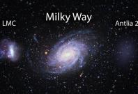 Astronomers sifting through data from the Gaia spacecraft have found a previously unseen dwarf galaxy lurking near the Milky Way. In this artist’s impression, the Large Magellanic cloud can be seen to the left of the Milky Way, center, while the newly dis