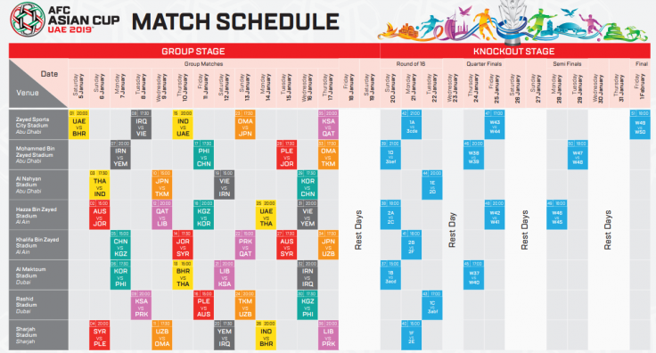 AFC Asian Cup 2019 schedule