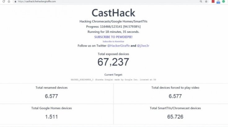 As per the latest numbers, it has affected more than 65,000 smart TVs with ChromecastCastHack webpage (screen-grab)