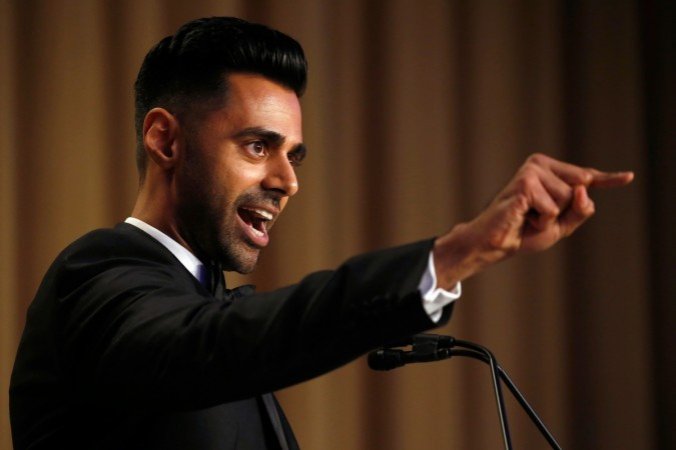 Hasan Minhaj of Comedy Central performs at the White House Correspondents' Association dinner in Washington.